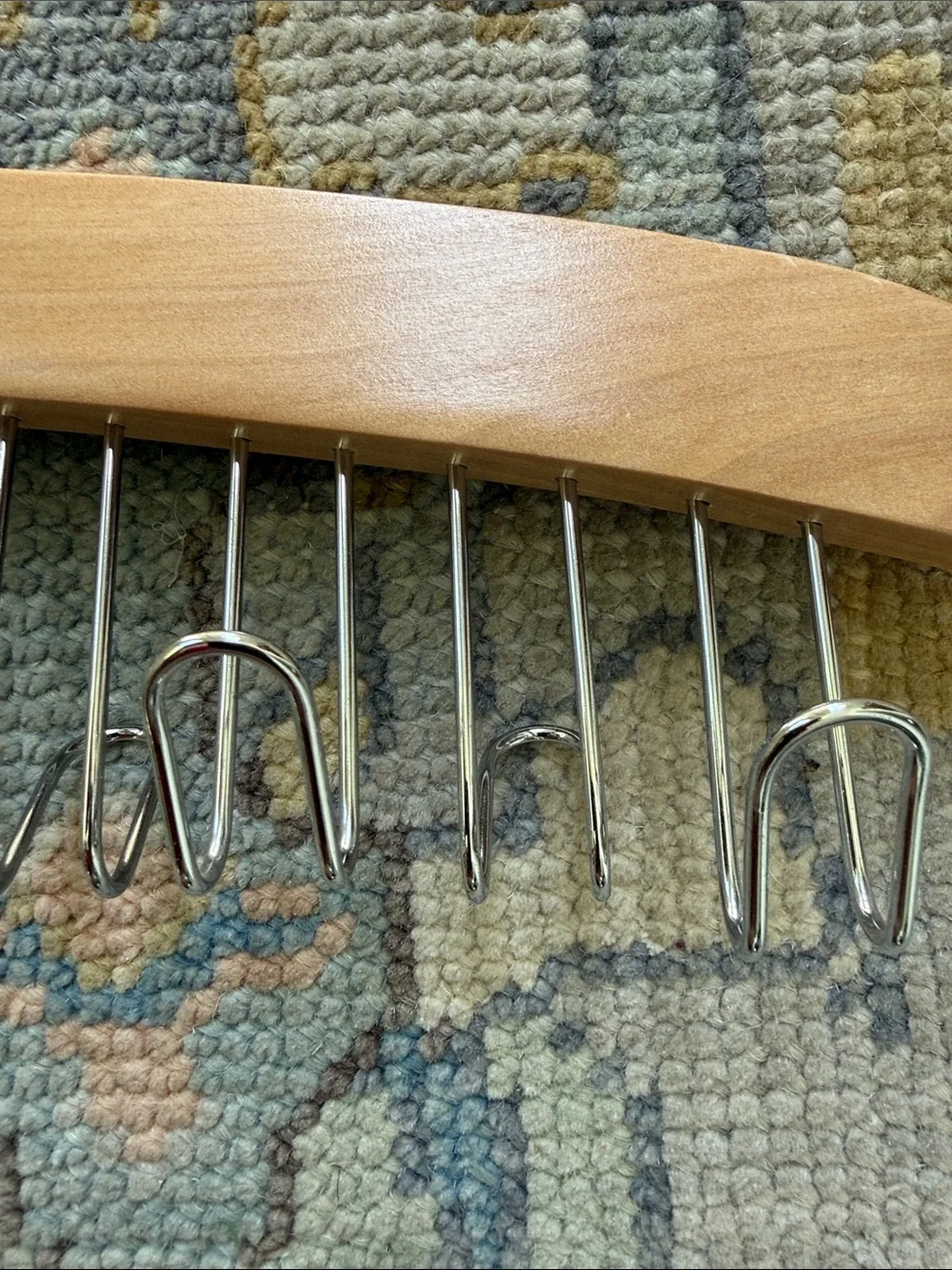 Wood Multi-Hook Accessory Hanger Natural Wood. 12 clips available for Tie / Belt